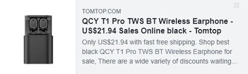 Fone de ouvido sem fio QCY T1 Pro TWS BT Preço: $ 21,94
