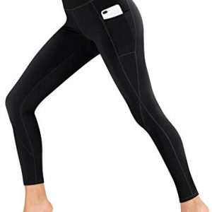 Heathyoga Yoga Pants with Pockets Extra Soft Leggings with Pockets for Women Non See-Through High Waist Workout Leggings Black