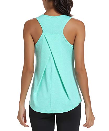 HLXFHB Workout Tank Tops for Women Gym Exercise Athletic Yoga Tops Racerback Sports Shirts Green