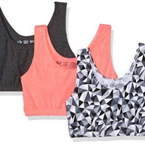 Fruit of the Loom Womens Built-Up Sports Bra 3 Pack Bra, Kaleidoscope/Charcoal/Punchy Peach, 40